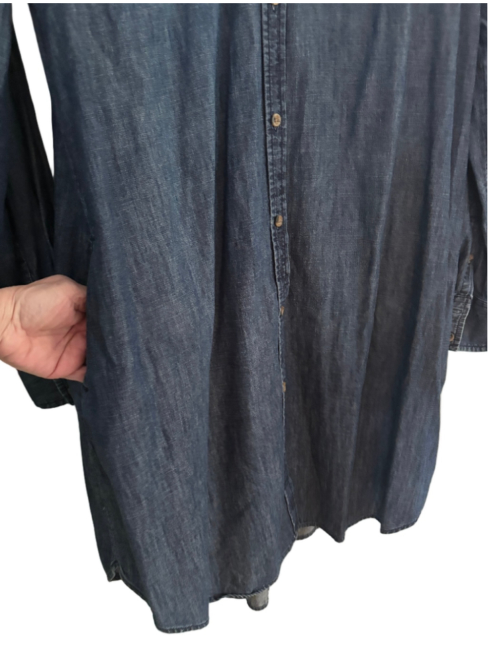 Merona med weight chambray l/s shirt dress w shirt tail hem WM XL classic - Picture 6 of 8
